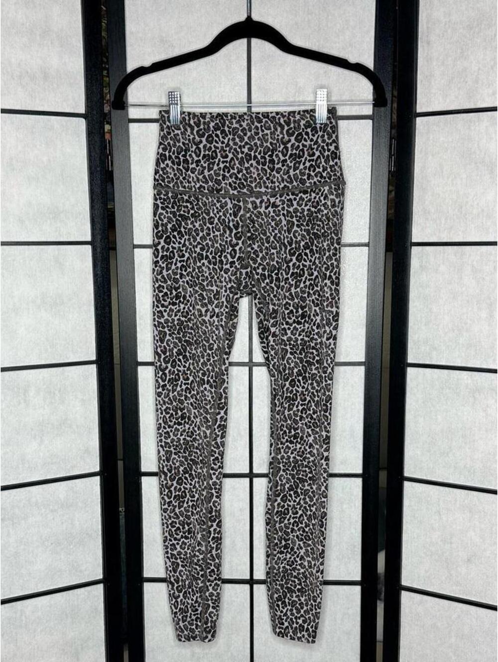 Varley Women’s Leopard Print High Rise Leggings Gray Olive Pink Size XS